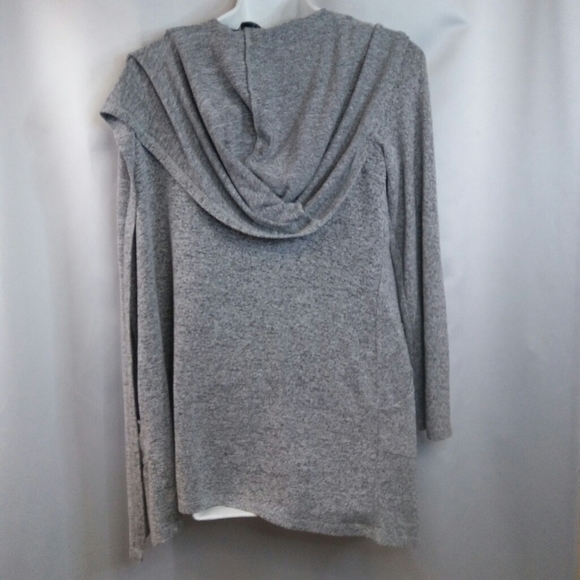 "Coatigan" Long Hoodie Cardigan Grey Sweater, M - Picture 3 of 5